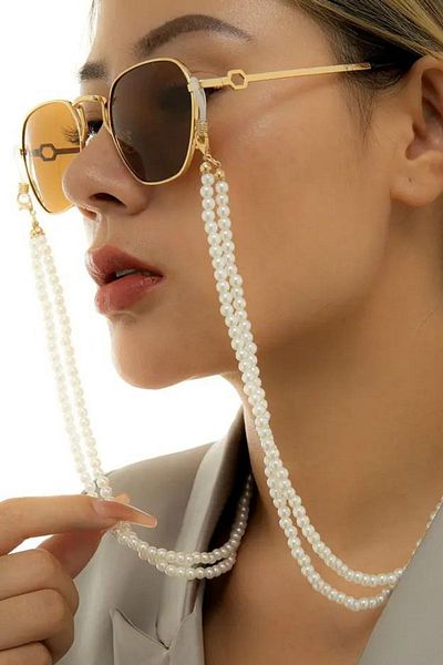 PETEK AKSESUAR Double Row Pearl Glasses Chain