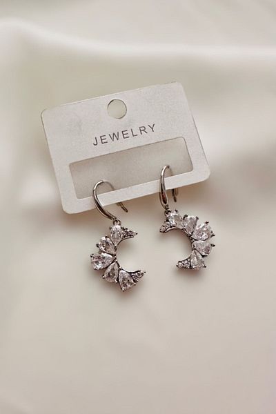 PETEK AKSESUAR 3 cm Zircon Stone Crescent Earrings