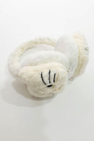 PETEK AKSESUAR Winter White Plush Furry Cat - Cold Protector, Earmuff