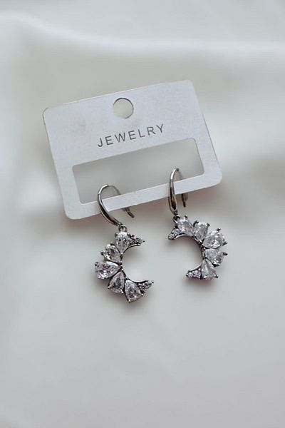 PETEK AKSESUAR 3 cm Zircon Stone Crescent Earrings