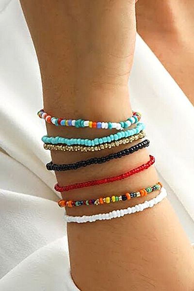 PETEK AKSESUAR Lilac Anklet - Multiple Beads Tassel Sea Bracelet