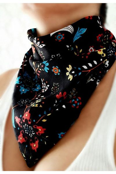 PETEK AKSESUAR Bandana cu model etnic negru