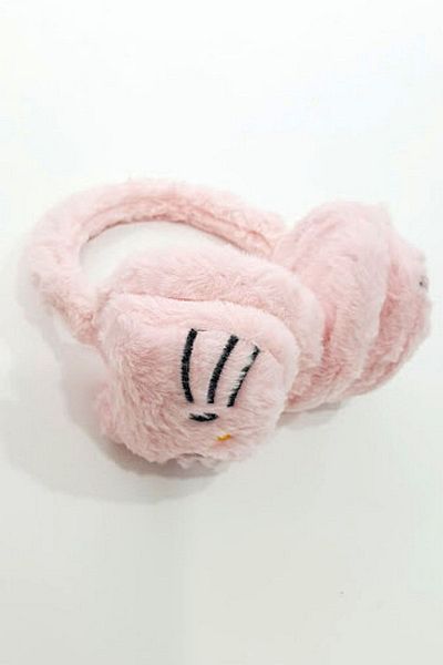 PETEK AKSESUAR Pink Winter Plush Furry Protective Earmuff - Std Cat