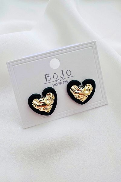 PETEK AKSESUAR Heart Patterned Minimal Earrings