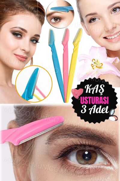 Munico Kadınlar İçin 3'lü Kaş Usturası – Yüz Jileti ve Genital Temizleme Araçları Taşınabilir ve Etkili