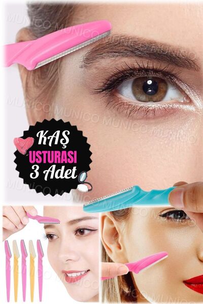 Munico Kadınlar İçin 3'lü Kaş Usturası – Yüz Jileti ve Genital Temizleme Araçları Taşınabilir ve Etkili