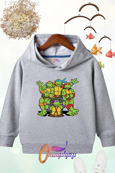 oneagılyazı سويت شيرت بقلنسوة للأطفال مطبوع عليه نينجا
