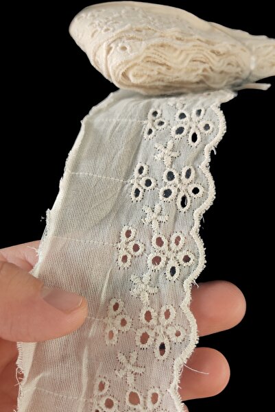 DUAYEN Fisto Vual Üzeri Işleme Modern Vintage Kenar Desen 1 Metre