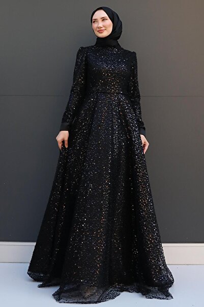giz astore Simay Tesettür Abiye Siyah