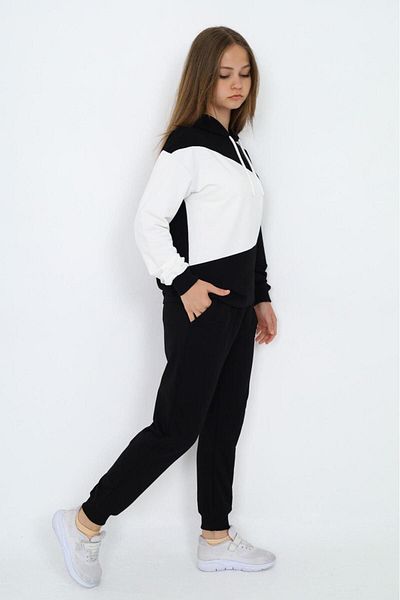 Asortik Kids Σετ αθλητική φόρμα για κορίτσια 100% βαμβακερή γαρνιρισμένη κουκούλα