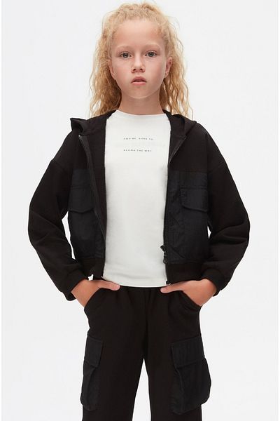 nk kids Along Triple Set για κορίτσι - Φούτερ με φερμουάρ, T-Shirt, Cargo Sweatpants
