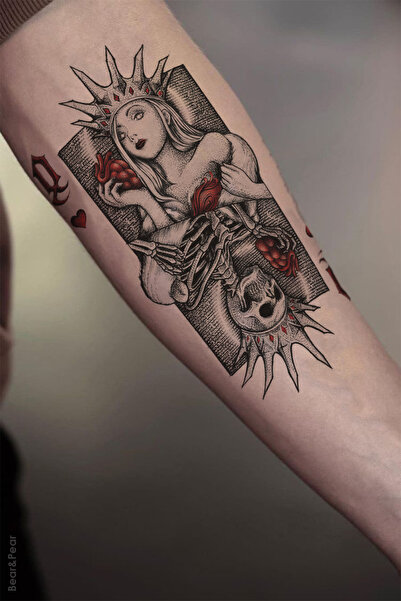 BP Tattoo Poker Tattoo Kupa Kızı Geçici Dövme