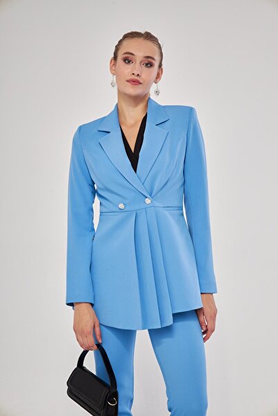 LOVELF Pile Detay 2 Düğme Takım İndigo