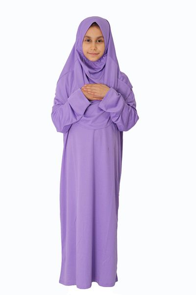 ZEHRANAZ NAMAZ ELBİSESİ 9-12 Years Old Lilac Children's Prayer Dress - No Zipper