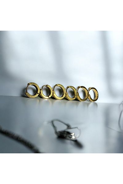 YERZKA Gold Colored Stainless Steel 3-Piece Hoop Earrings Set