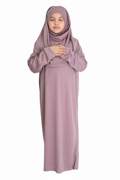 ZEHRANAZ NAMAZ ELBİSESİ Παιδικό φόρεμα προσευχής 5/8 ετών Dusty Rose - Χωρίς φερμουάρ