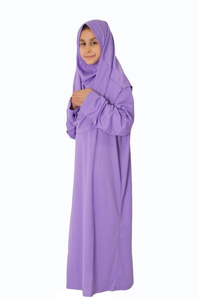 ZEHRANAZ NAMAZ ELBİSESİ 9-12 Years Old Lilac Children's Prayer Dress - No Zipper