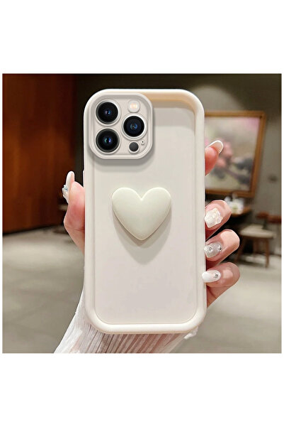 Zebana Apple iPhone 14 Pro Max Uyumlu Kılıf Zebana Amour Silikon Kılıf Beyaz