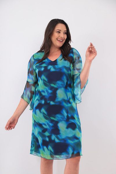 Mezure Φόρεμα σιφόν με σχέδιο Plus Size με φερμουάρ στην πλάτη