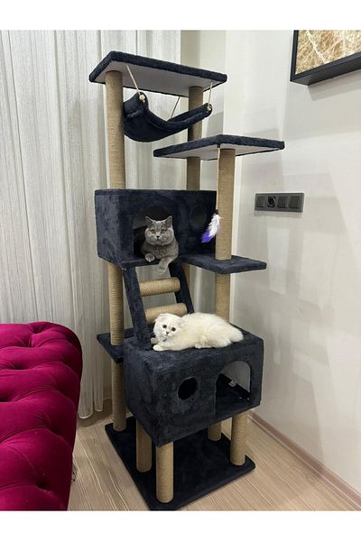 pethomealpi Luxury Cat Scratching House and Play Platform - with Hammock and Nest