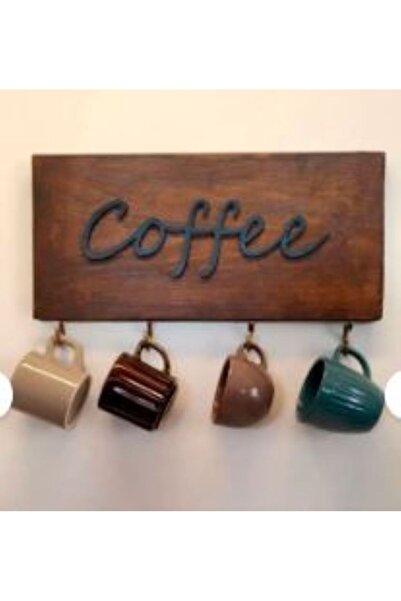 Wooden Factory Ahşap Coffee Yazılı Duvar Kahve Fincanı Askılığı