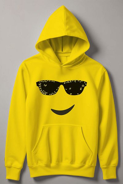 MYADA Hanorac supradimensionat pentru copii cu imprimeu Smiley - cu glugă, sezon nou 20560