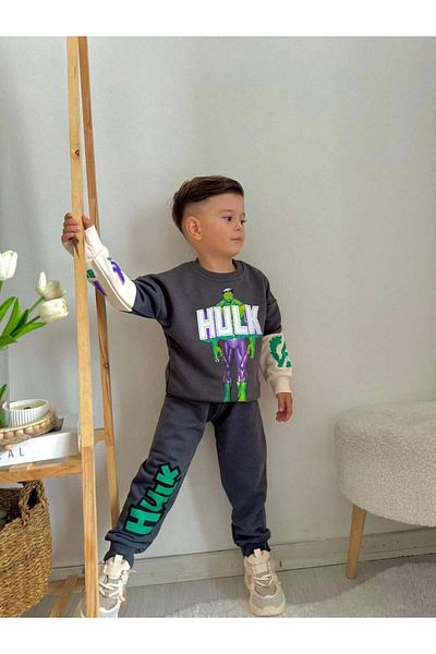 MİNİKO KİDS Boy's Hulk Model Cotton Tracksuit Set