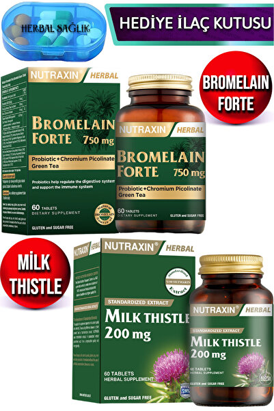 Nutraxin Bromelain Forte 60 Adet Tablet + Nutraxin Milk Thistle 60 Adet Tablet