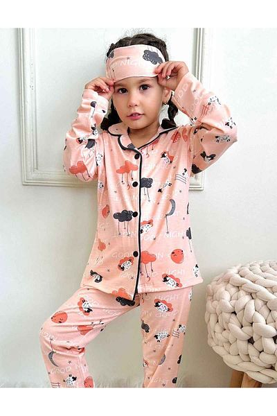 BİR DOZ ÇOCUK GÜLÜŞÜ Girl's Cotton Cloud Patterned Set