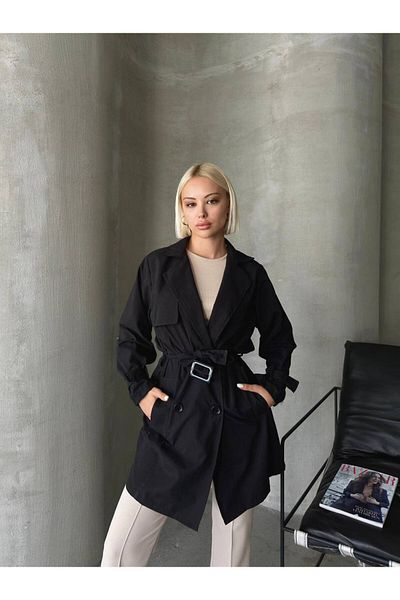 NDN STORE Bondit Fabric - Seasonal Long Women's Trench Coat with Double Pockets