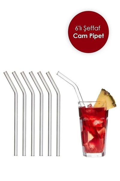 EVDEKOR Set of 6 Transparent Glass Curved Straws