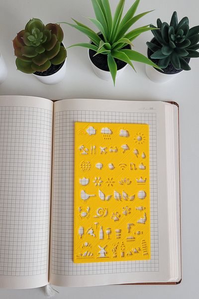 Karmelom Studio Bullet Journal Montessori Travel and Natural Life Icons Template Ruler