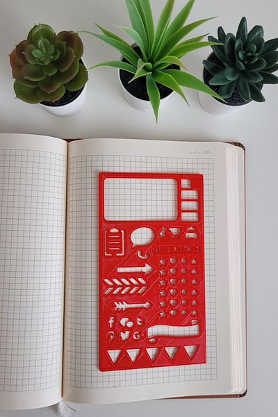 Karmelom Studio Bullet Journal Daily Plan Icons Template Ruler