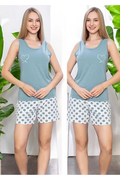 White Velvet Set pijama albastru pentru femei cu pantaloni scurți fără mâneci - WV6.119.ALS.25
