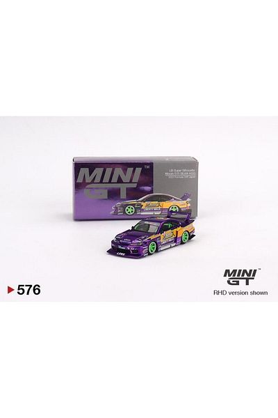 mini gt 1/64 نيسان S15 سيلفيا LB-سوبر # 555 2022 فورمولا دريفت اليابان