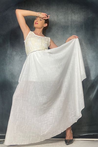 Quincey Maxi βαμβακερό μακρύ φόρεμα