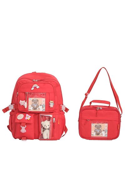 Roxbros Rucsac Kawaii pentru școala primară - Set de geanți de prânz în stil coreean cu accesorii, termos și izolație termică