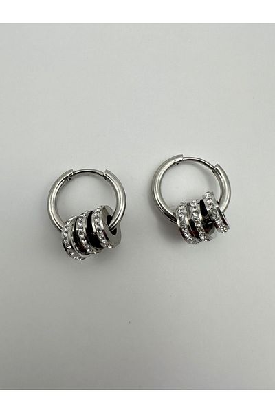 Arnes Jewelry Steel Zircon Stone Cylinder Earrings