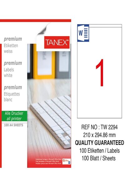 Nextpage Tanex laserska etiketa - TW-2294 bela, 210*294.86 mm, 100 kom