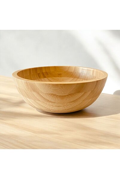 ELZEY HOME Doğal Bambu Derin Salata & Meyve Kasesi 20 cm