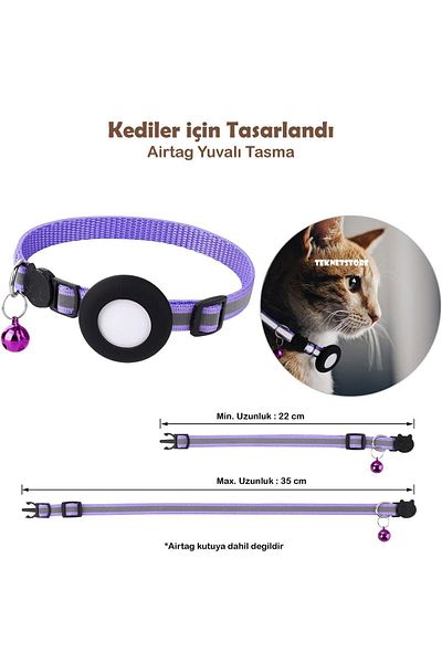TEKNETSTORE Cat and Dog Safety Device with Airtag Slot - Lock and Gps Collar