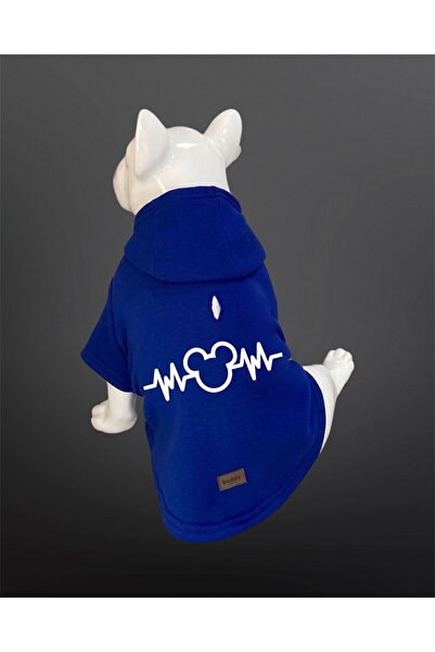 Buddy Store سويت شيرت بطبعة ميكي للقطط والكلاب - سويت شيرت بقلنسوة باللون الأزرق