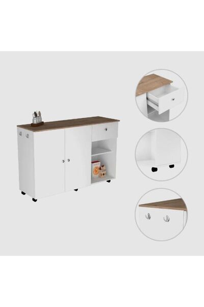 Tdesigno Alya Alt Modül 120 cm Beyaz Tezgah Dahil-tekerlekli