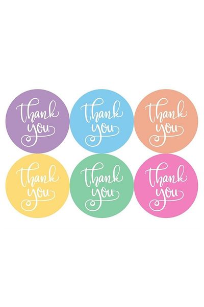anka design Sticker Coated (4 Cm) 48 Pieces -thank you- Mixed