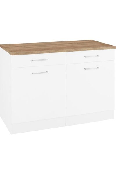 Tdesigno Ares Mutfak Çekmeceli Alt Modül - Dolap 120 Cm Beyaz (TEZGAH DAHİL D...