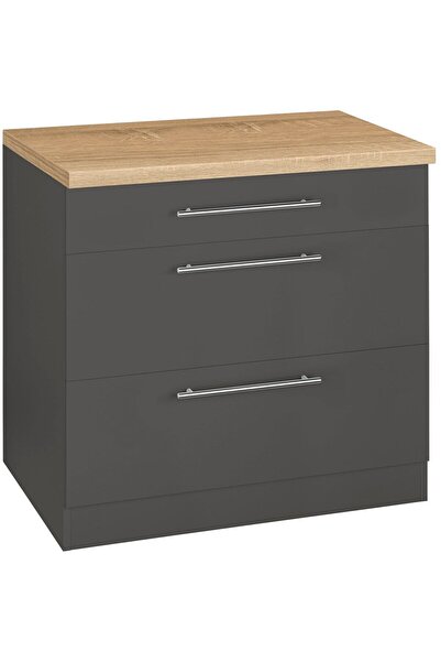 Tdesigno Aysel Mutfak Çekmeceli Alt Modül 90 Cm Antrasit - Tezgah Dahil