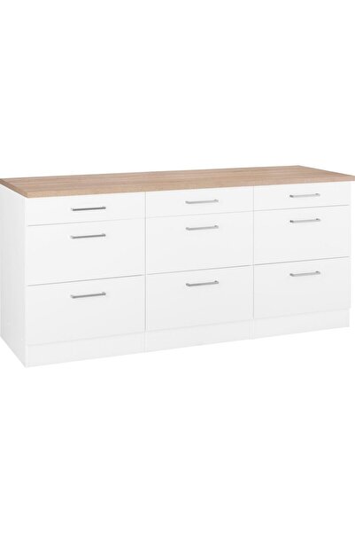 Tdesigno Arita Mutfak Çekmeceli Alt Modül 120 cm Beyaz Tezgah Dahil Td-ari-011