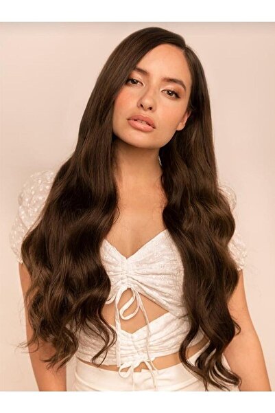 AKOLİFE Gerçek Saç Görünümlü Açık Kestane Tonu Yarım Ay Çıt Çıt Postiş - Isıy...