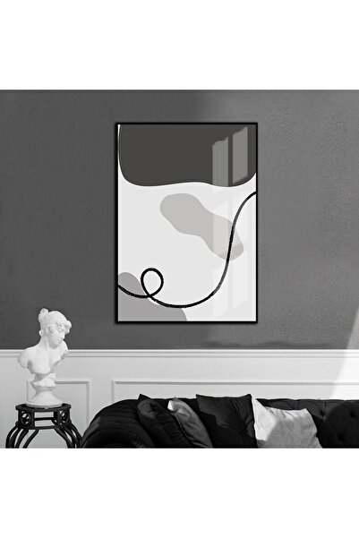 Harikabirev HARİKABİREV | MODEL ABSTRACT NEGRU-ALBASTRU-GRI 01 | TABLĂ DE STICLA TEMPLATĂ CU CADRU, SIMPLE, VERTICALĂ