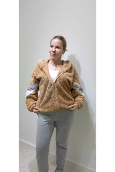 Azra Moda Style Cardigan din pluș fără buzunare pentru femei, cu supradimensi...